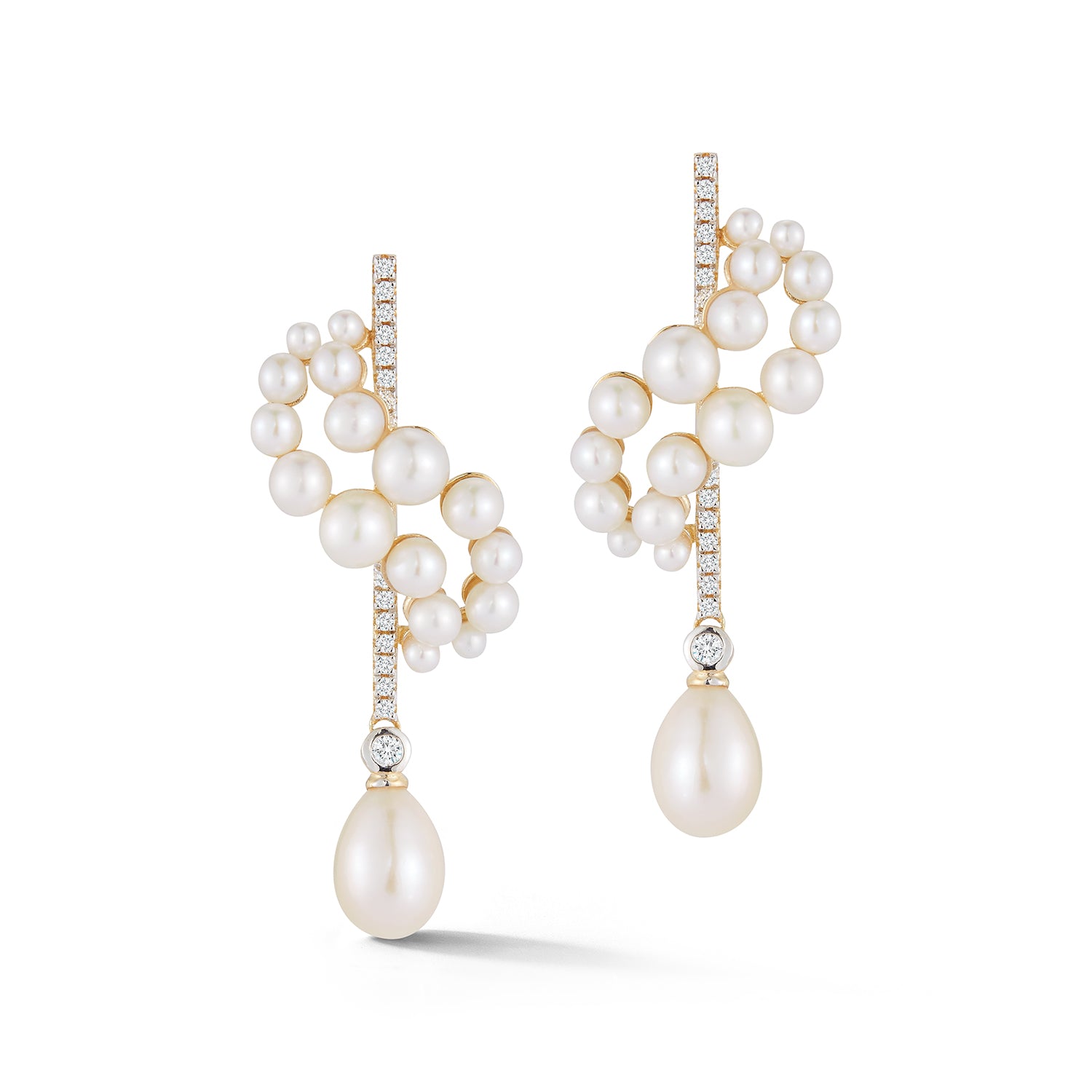 Gold Pearl Curve Form Earrings - Image 4