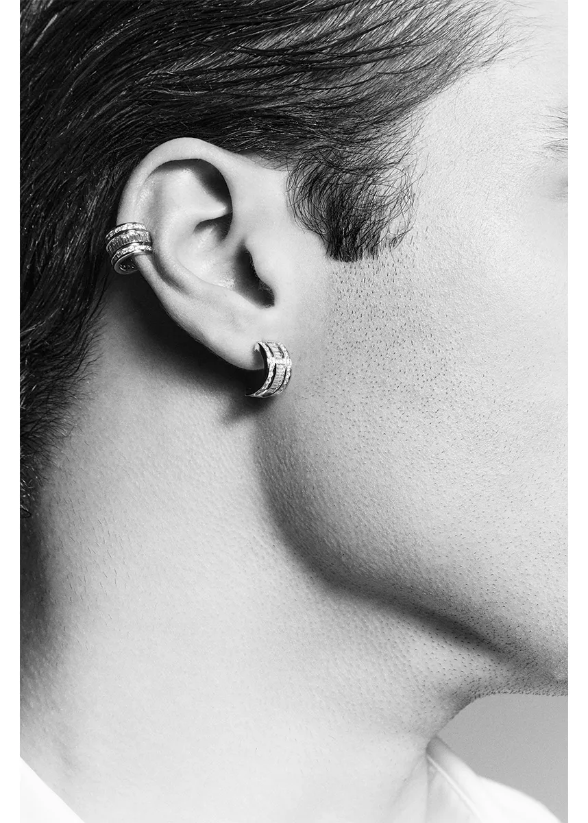 Platinum and Diamond Baguette Half Hoop Earrings - Image 3