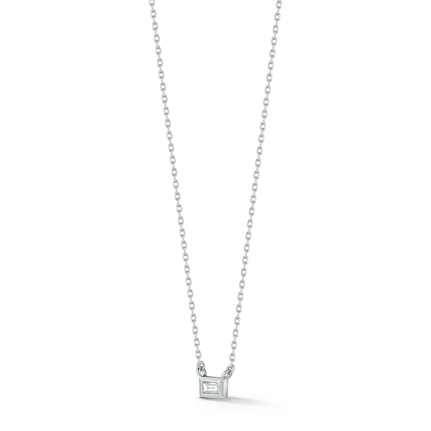 Platinum Diamond Baguette Necklace - Image 5