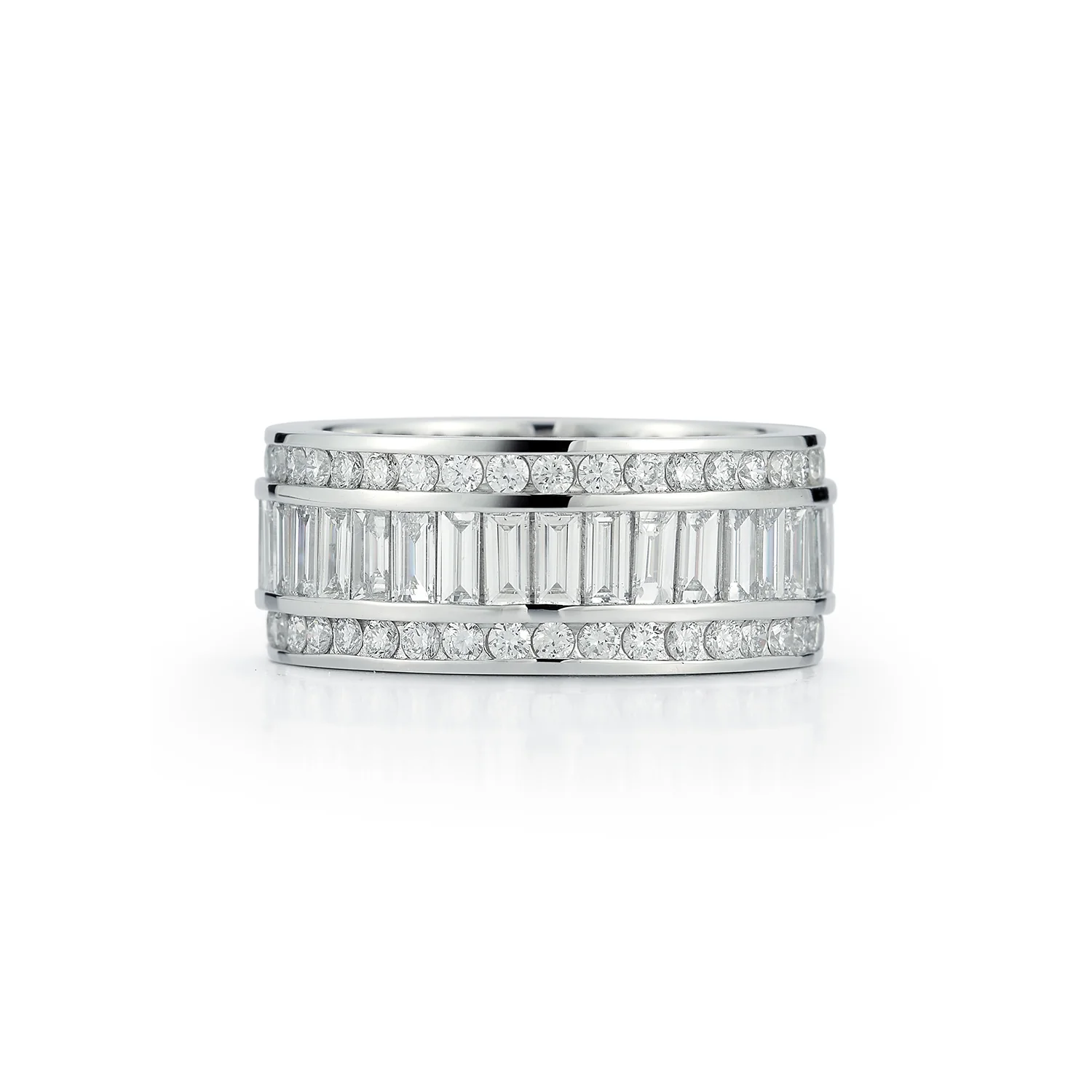 Platinum Layered Diamond Baguette Ring - Image 4