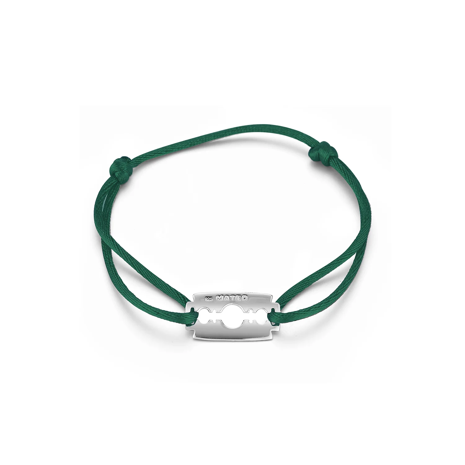 Razor Blade on Green Nylon Bracelet