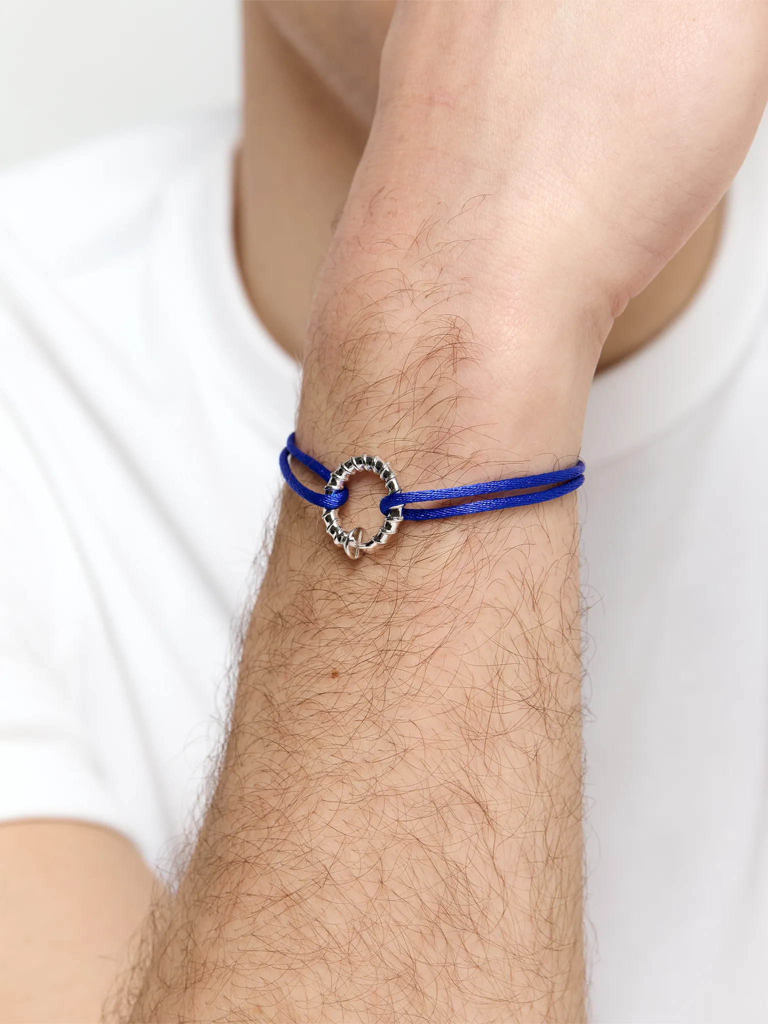 Screw Circ on Blue Nylon Cord Bracelet - Image 3