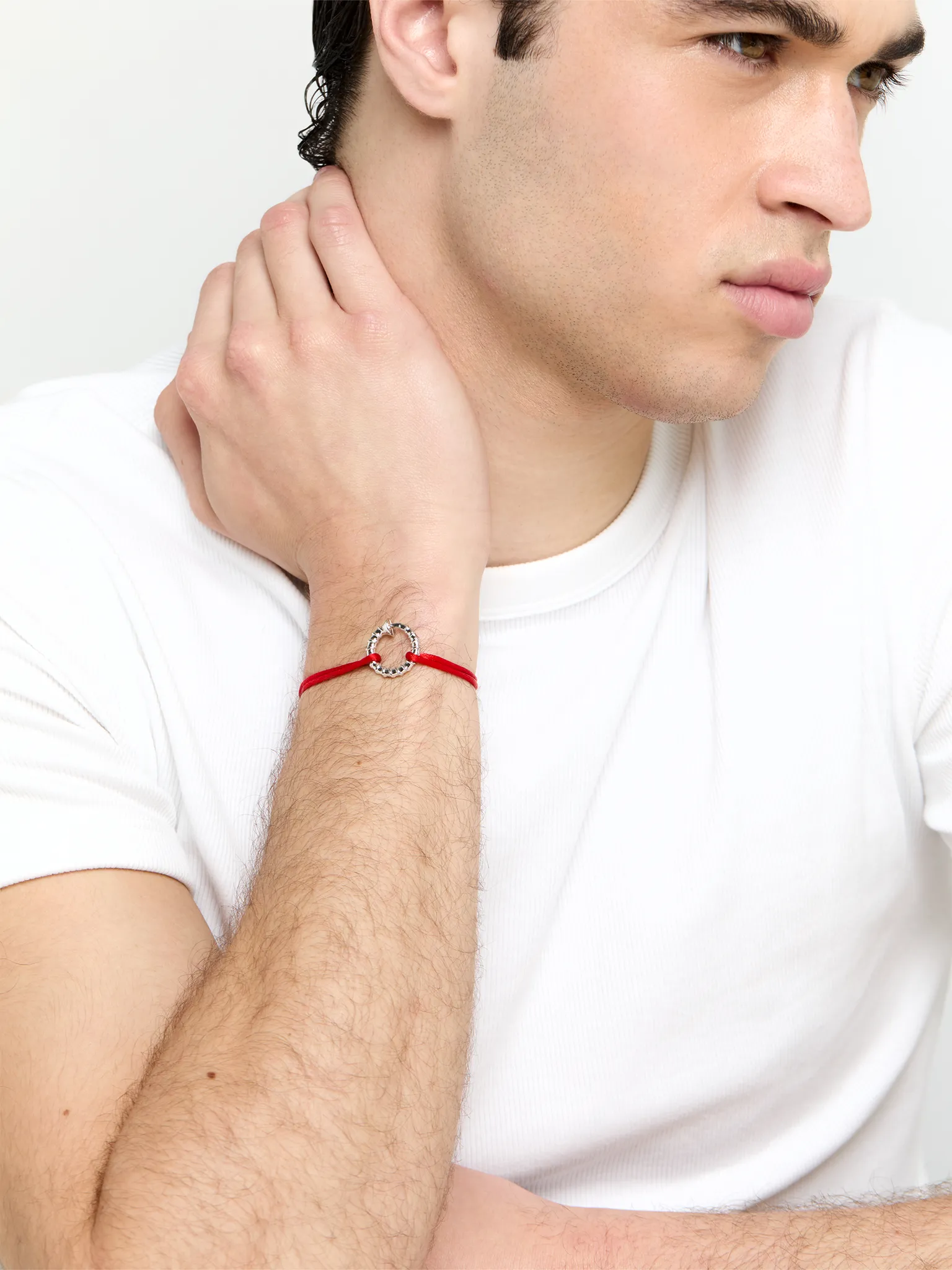 Screw Circ on Red Nylon Cord Bracelet - Image 3