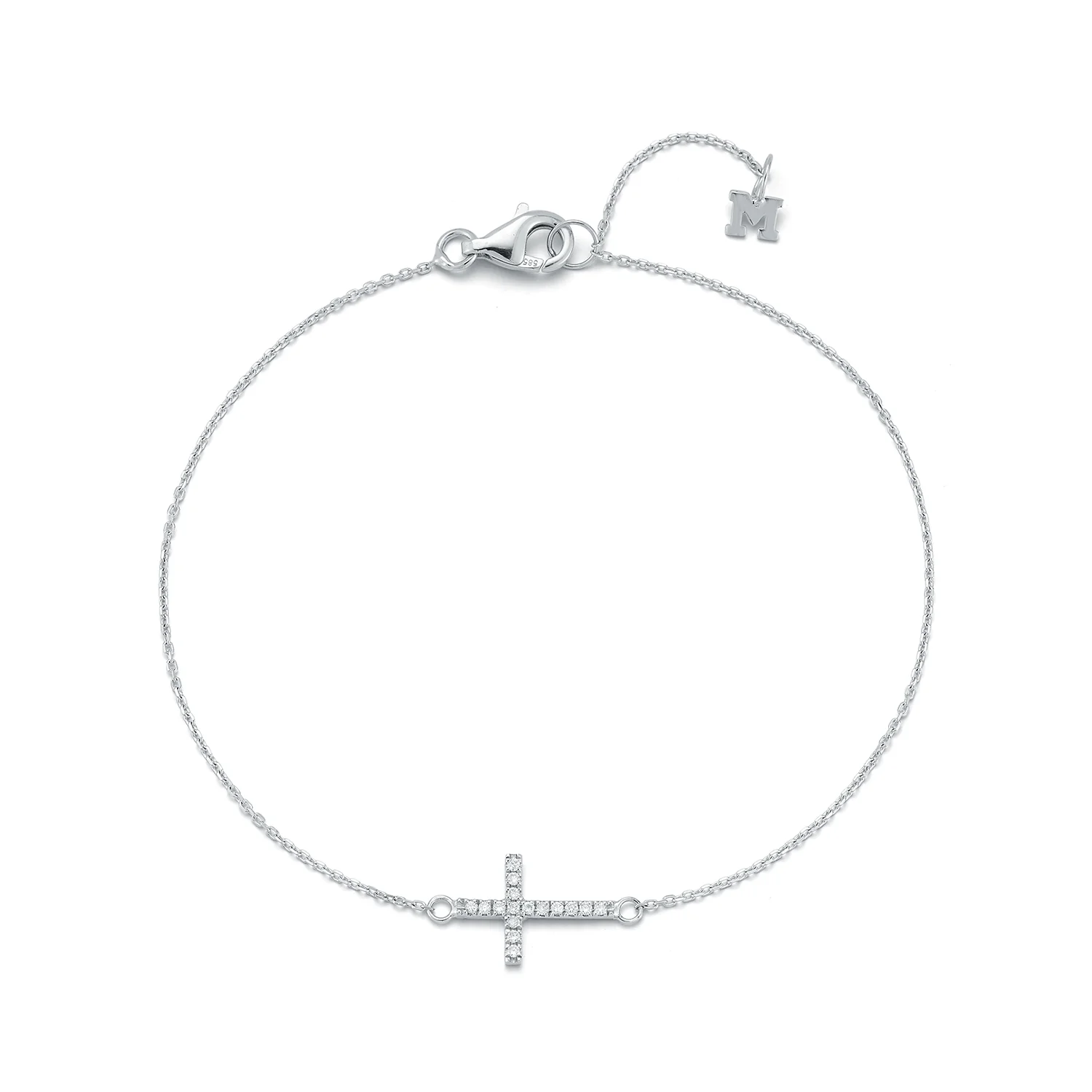 Silver Mini Diamonds Cross Bracelet