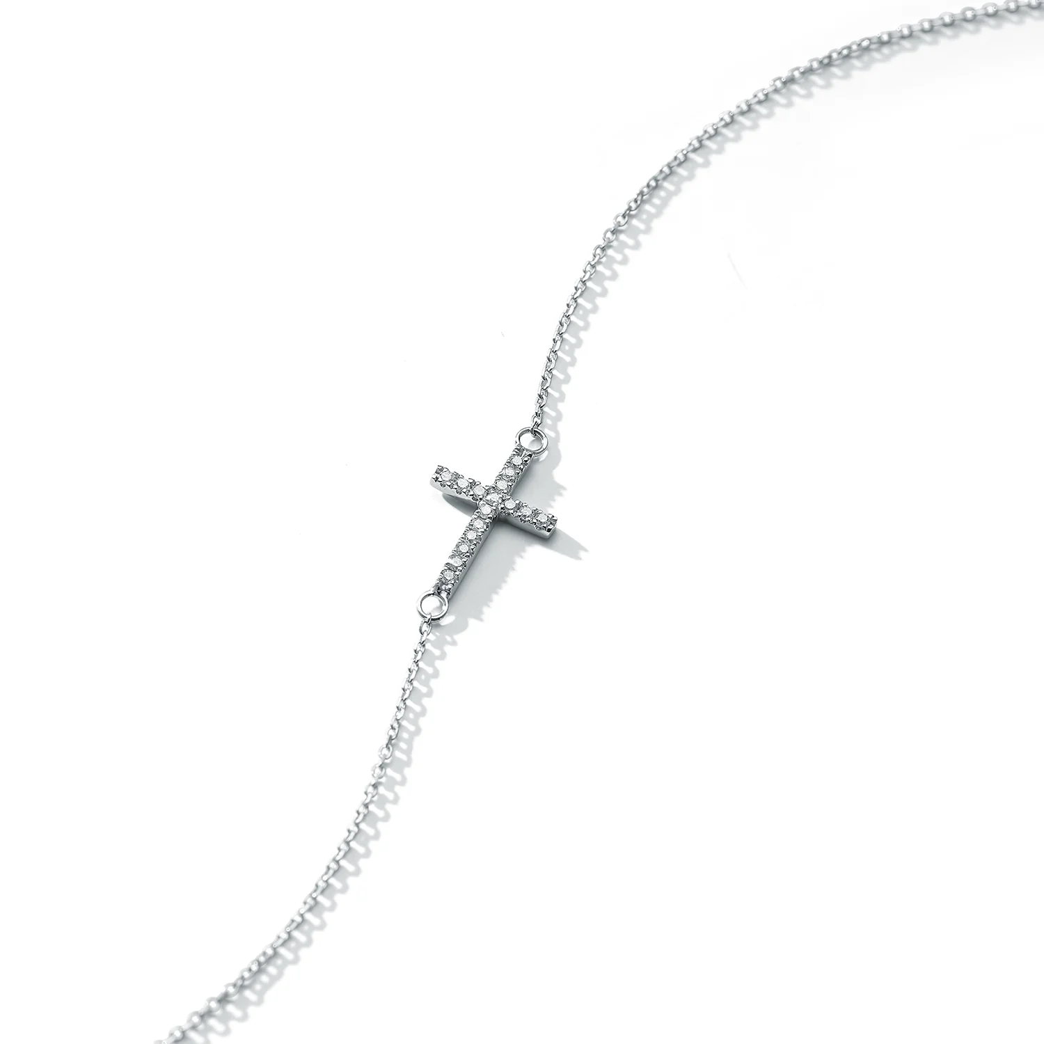 Silver Mini Diamonds Cross Bracelet - Image 4